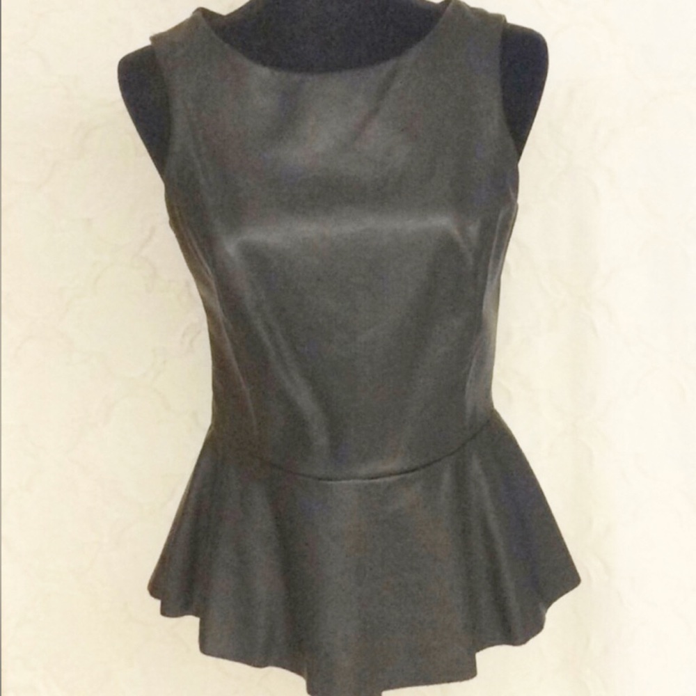 Faux Leather Black Peplum top size medium